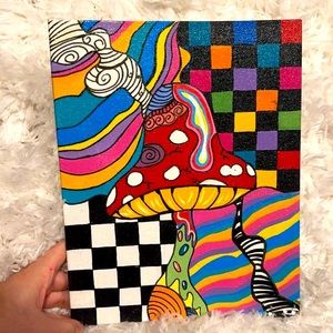 Handmade original painting mushrooms